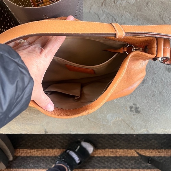 Coach Tan Leather Madison Phoebe Pebbled Orange Purse - Picture 5 of 6